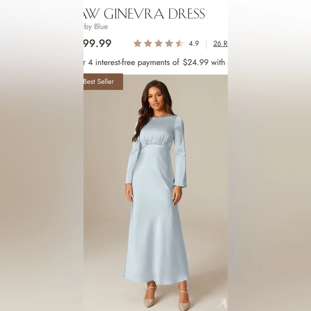 Brand New AW BRIDAL Blue Satin dress - Picture 5 of 7